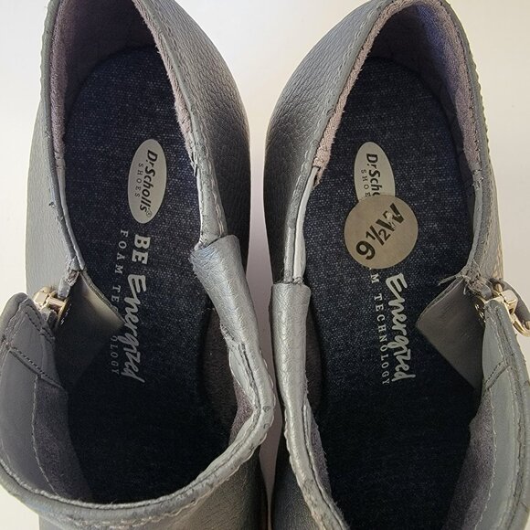 Dr. Scholl's Melody Faux Leather Gray Heeled Ankle Boots, Wedge Block Size 9.5 - Picture 10 of 13